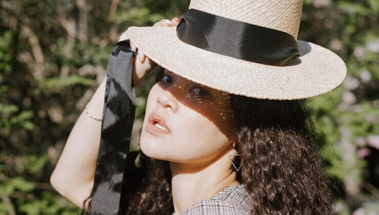 Black White Straw Hat